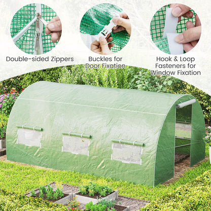 400 x 300 x 200 cm Outdoor Walk-in Tunnel Greenhouse 8 Roll-up Windows
