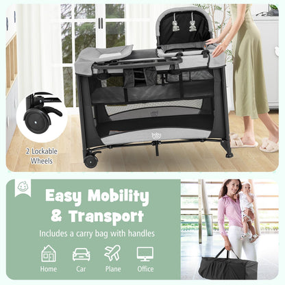 Portable Baby Crib Bassinet with Mattress