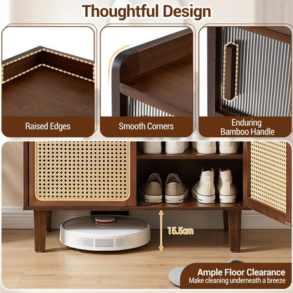 Bamboo Shoe Cabinet, 6-Tier Shoe Storage Cupboard