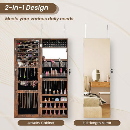 110 cm Jewelry Mirror Cabinet with Full-length Mirror and Interior Makeup Mirror