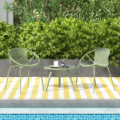 All Weather PP Patio Conversation 3 Pieces Bistro Set with Round Coffee table