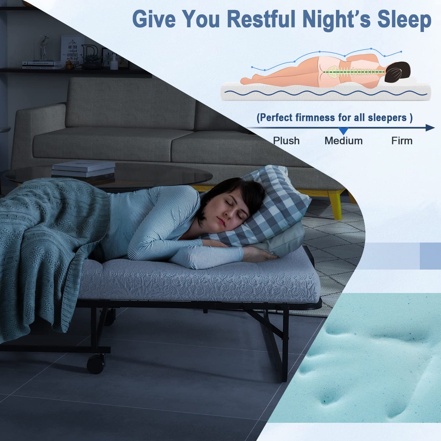 Folding Bed with 10 cm Mattress for Adults and Kids