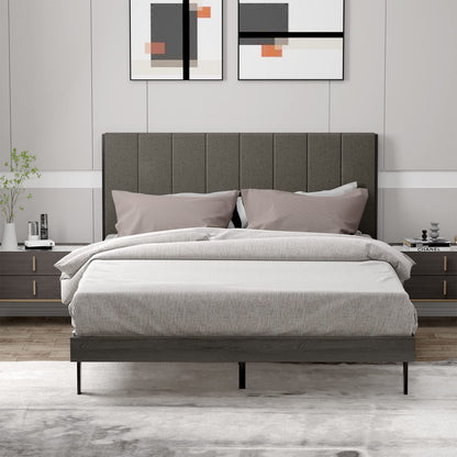5FT King Size Bed Frame with Channel Tufted Headboard & 20cm Underbed Storage