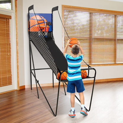 Folding Basketball Arcade Game with Electronic Scorer and Buzzer