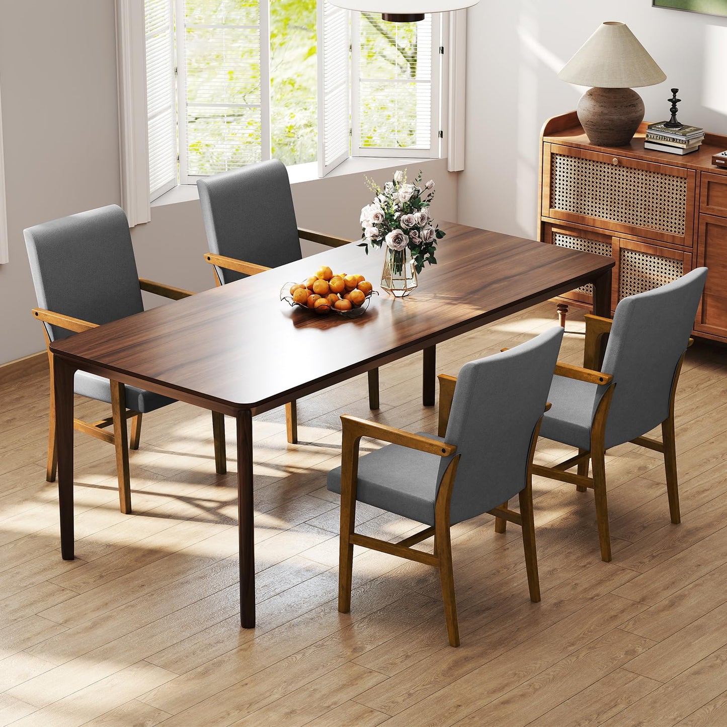 Mid-Century Modern Dining Chairs Set of 2 with High Back and Soft Cushion