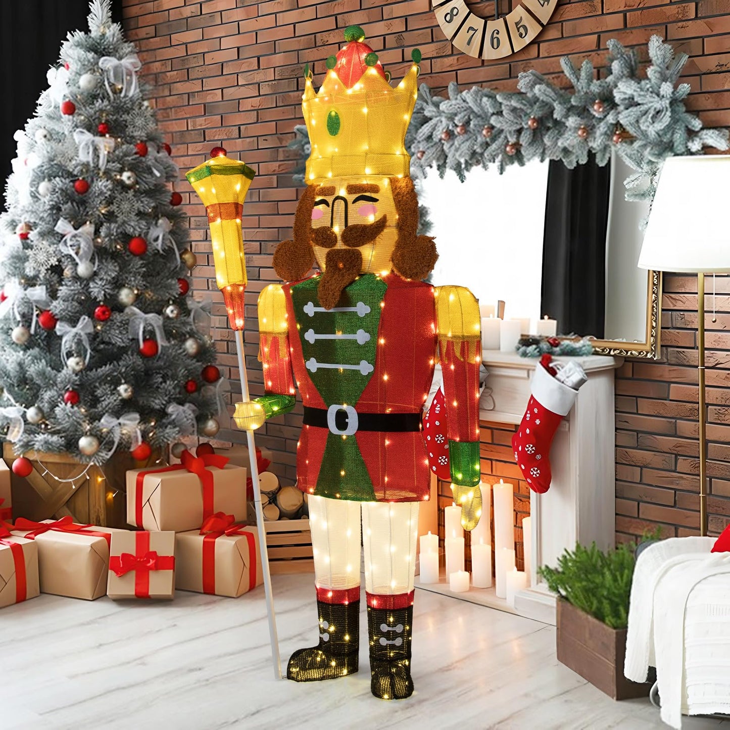 Lighted Nutcracker Soldier, Outdoor 3D Christmas Decoration with LED Lights