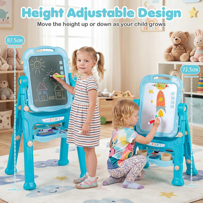4-In-1 Double Side Easel for Toddler with Magnetic Chalkboard