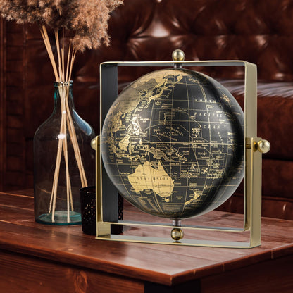 Giantex 25cm World Globe 720° Rotating Antique Earth Map with Square Frame Stand
