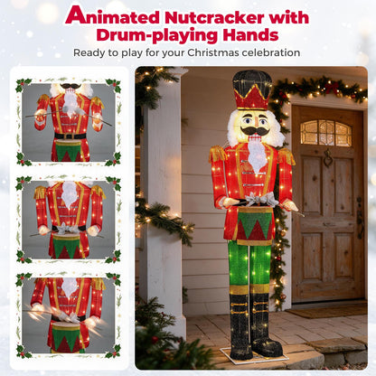 5FT Animated Nutcracker, Light Up Christmas Drummer Decoration