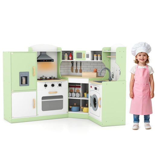 Wooden Corner Play Kitchen with Sounds and Lights