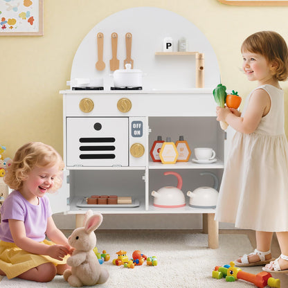 Play Kitchen for Kids Wooden Kitchen Playset with Stoves Faucet