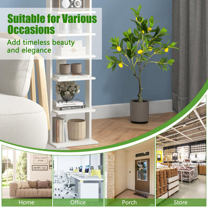 Fake Lemon Plant with Lemon Fruits and Cement Pot