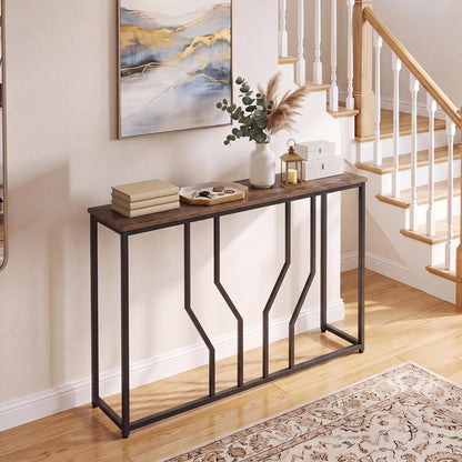 110 cm Gold Console Table Entryway Table with Faux Marble Tabletop