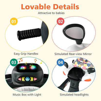 2 in 1 Foldable Toddler Push Along Walker with Music