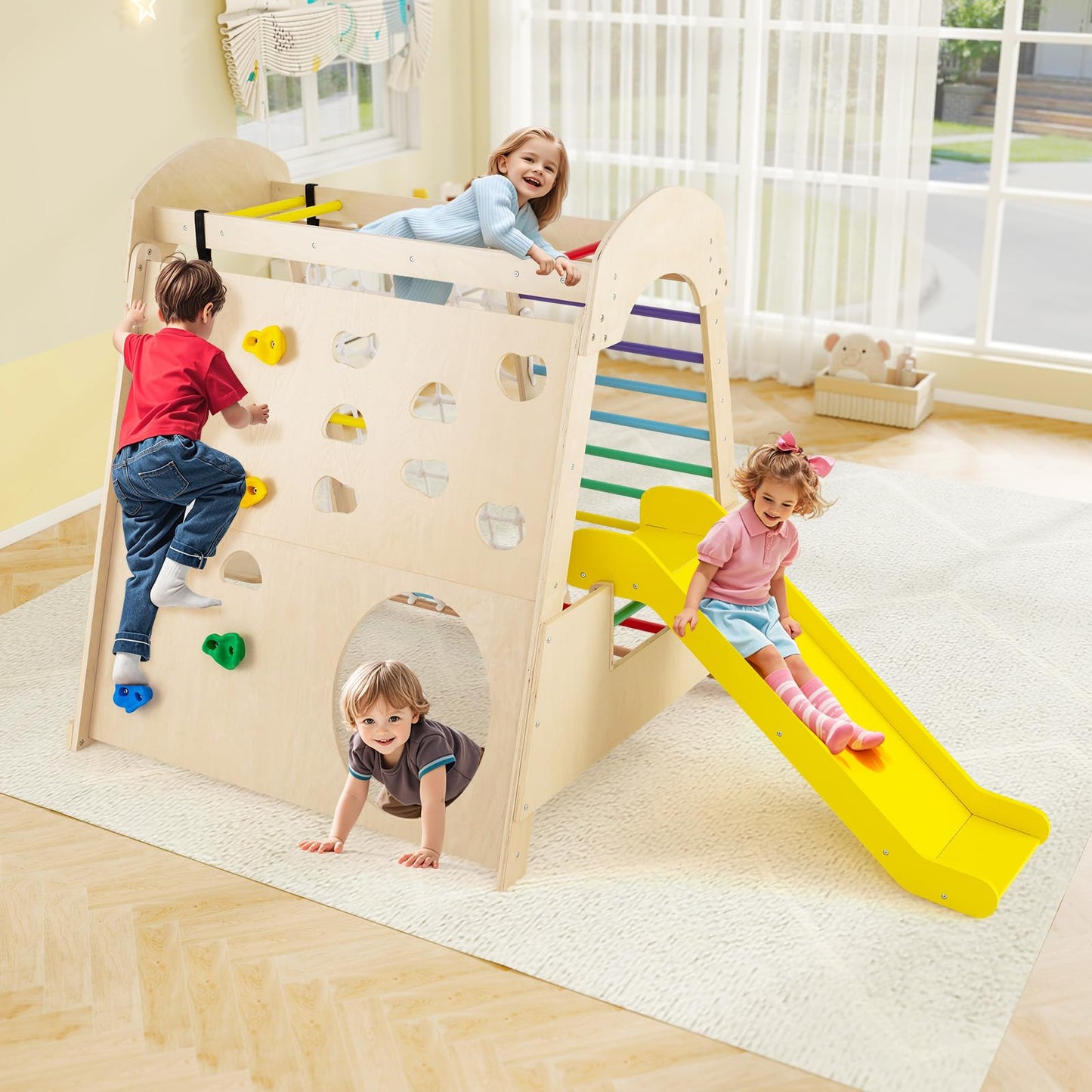 8-in-1 Indoor Jungle Gym Wooden Playground
