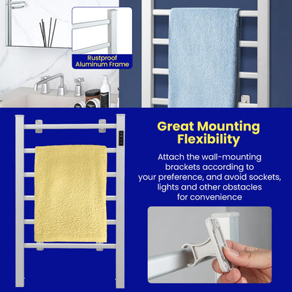 6 Bar Freestanding & Wall Mounted Aluminum Electric Towel Warmer