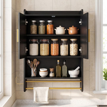 Bathroom Wall Cabinet with Open Shelves and Adjustable Shelf