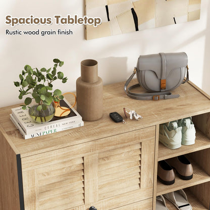 Freestanding Shoe Storage Cabinet Organizer with Flip Doors