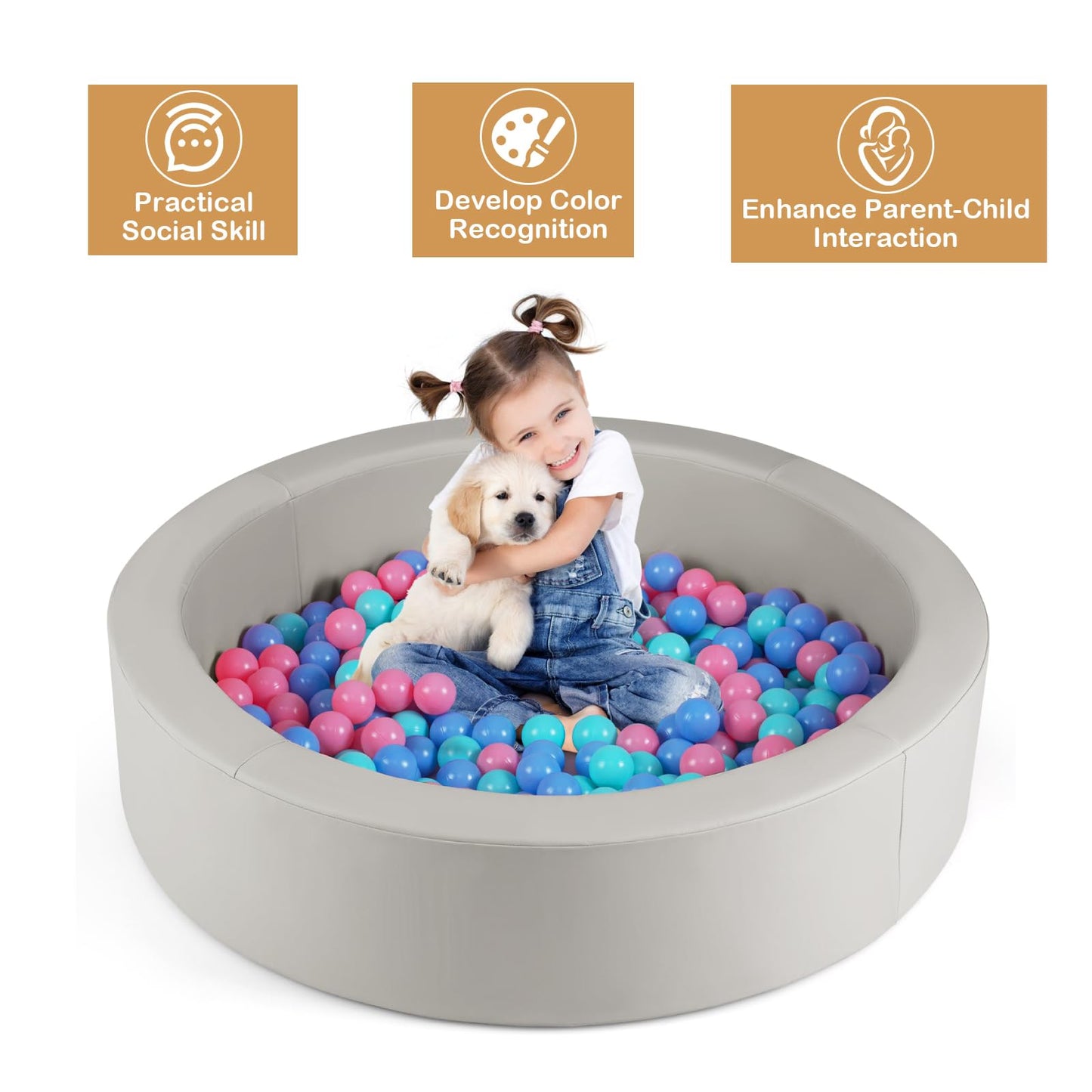 Ball Pit for Toddlers Baby Foam Ball Pit with Ocean Balls Soft Round Kids Ball Pool