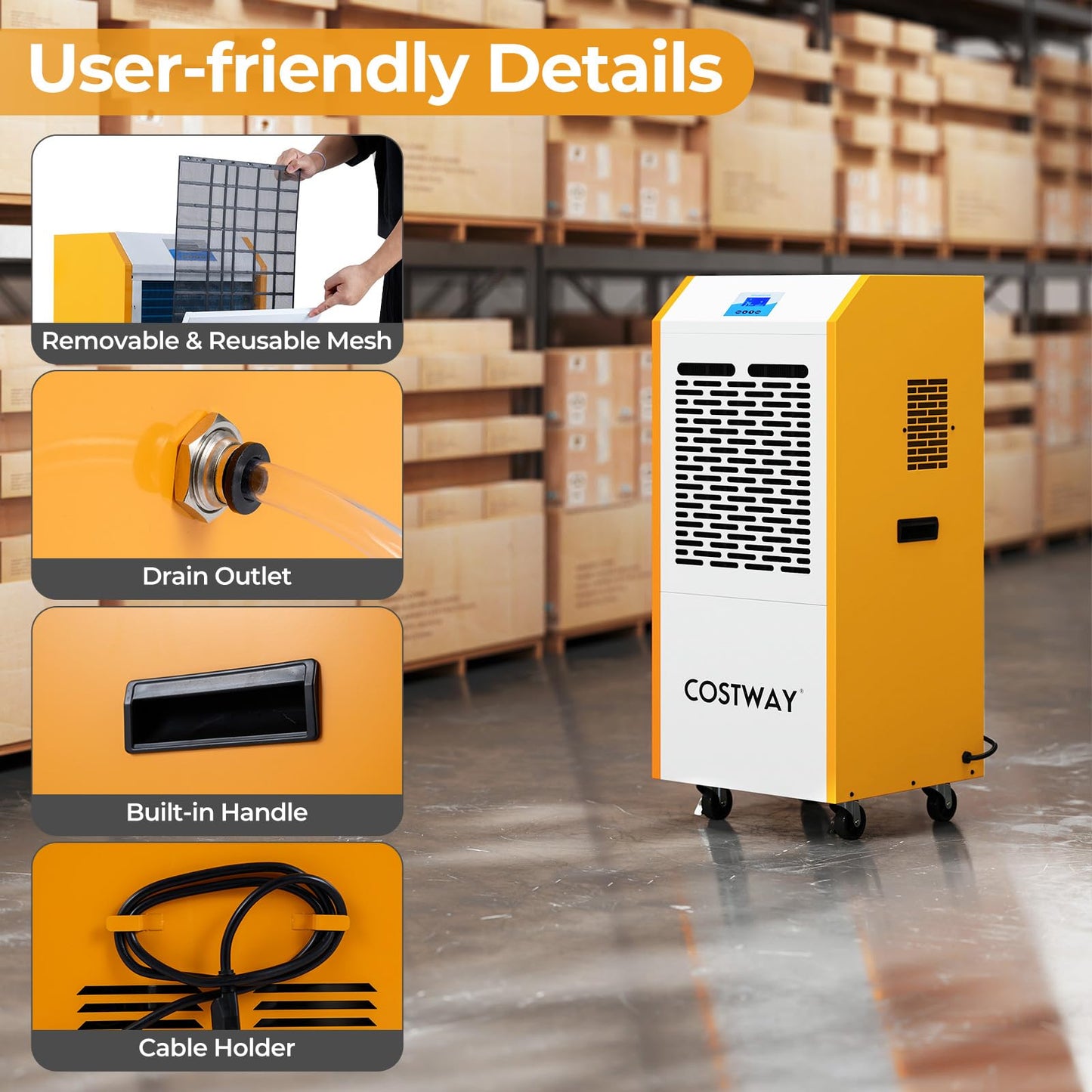 110L/Day Commercial Dehumidifier, 600m² Coverage Industrial Air Dehumidifiers Building Dryer
