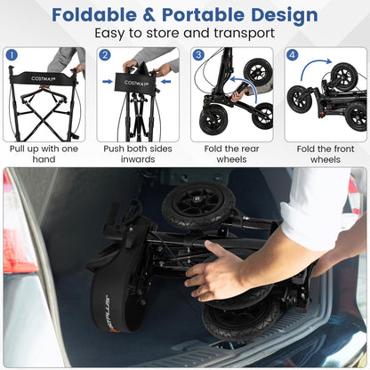 Walker for Seniors with Seat Folding Rollator Walker with Pneumatic Tires