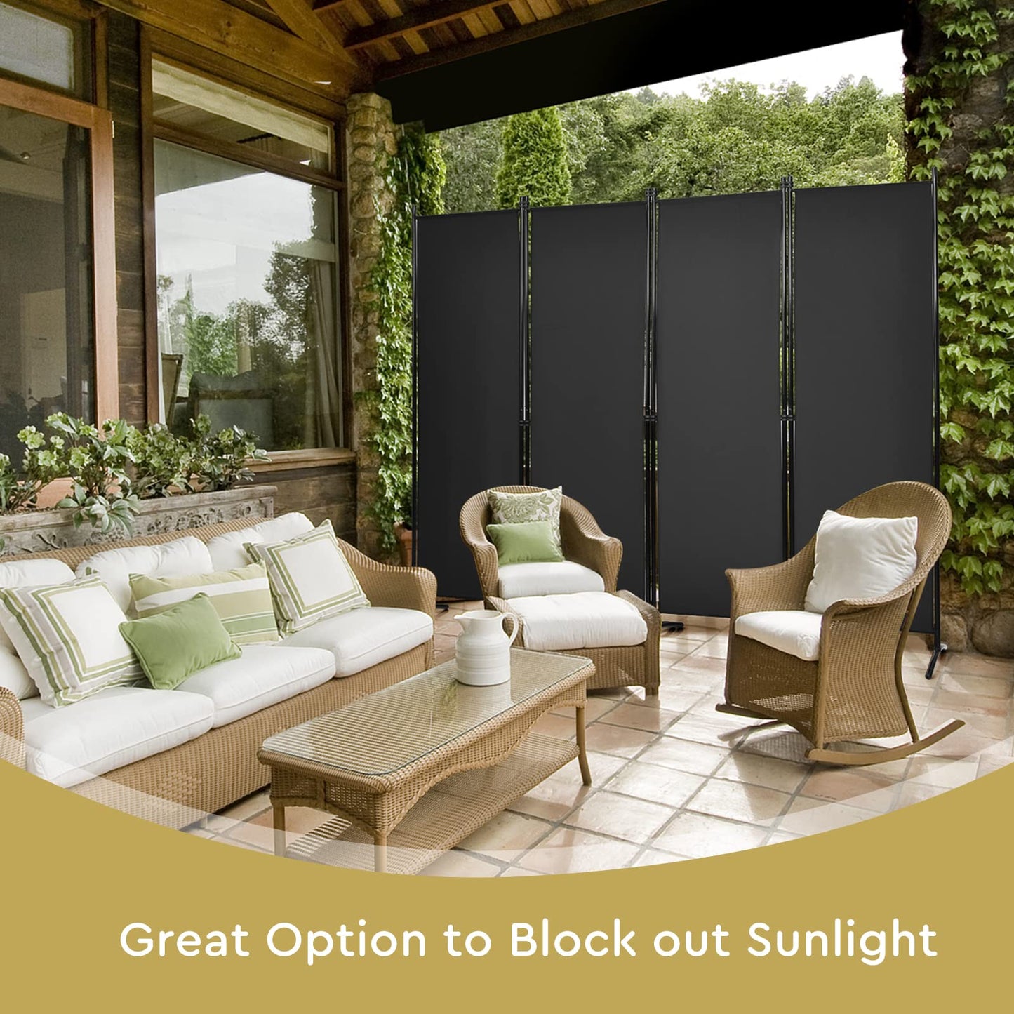 4 Panel Freestanding Wall Privacy Screen Protector (220 x 173cm)