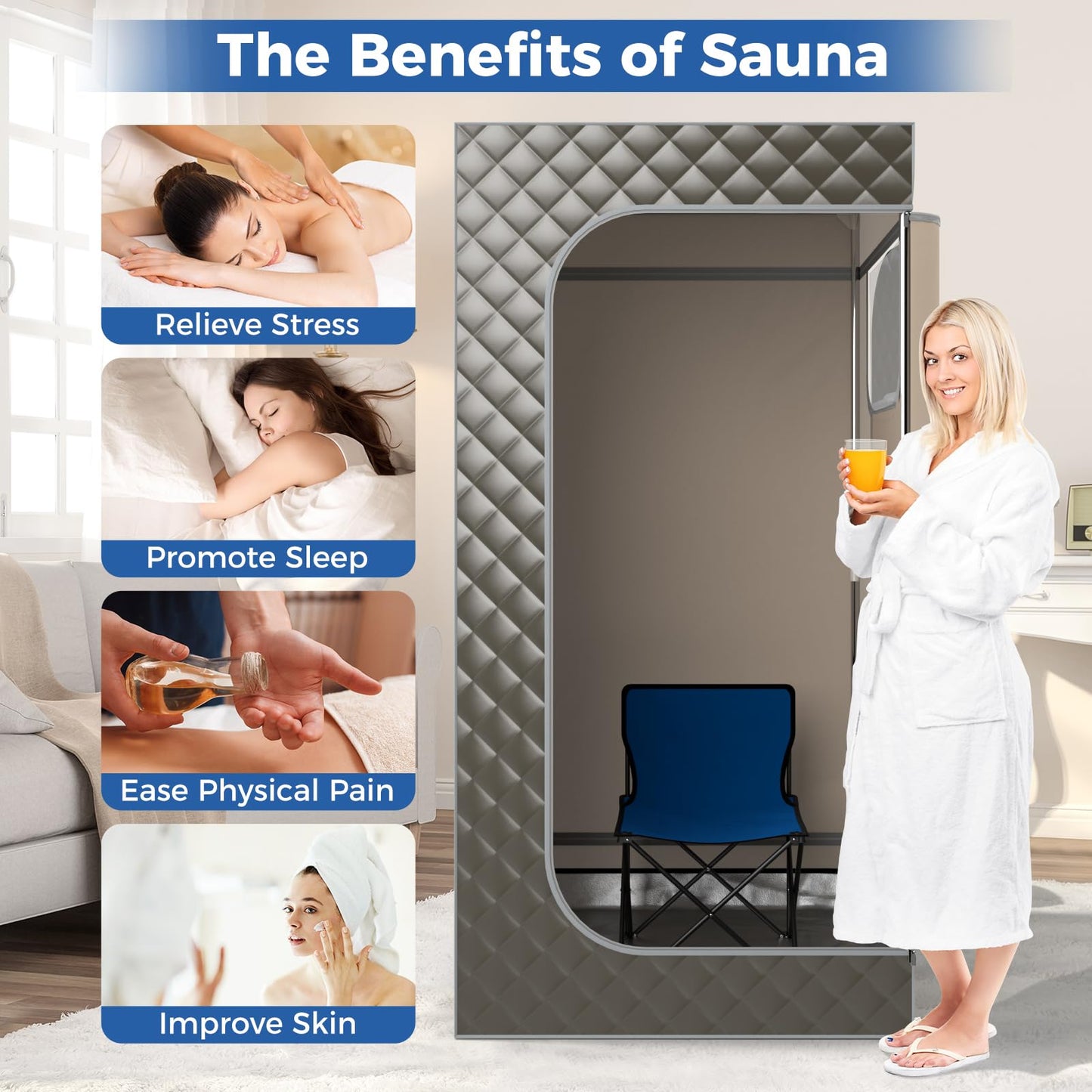 Portable Steam Sauna for Home with 3L Steam Generator