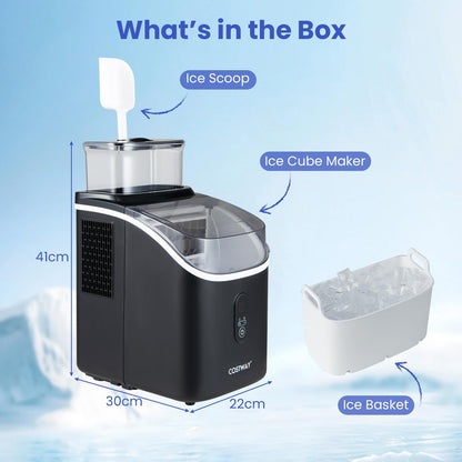 Ice Maker Countertop, 15kg/24H, 16Cubes/6 Mins, 13 Ice Thickness
