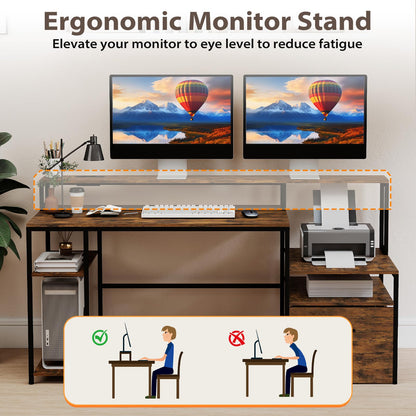 166CM Computer Desk with Charging Station, for Home Office, Study
