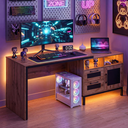 180cm Large Computer Desk, Wooden Executive Desk Writing Workstation