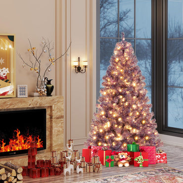 6 FT Artificial Xmas Tree with 688 Branch Tips and 250 Warm White LED Lights