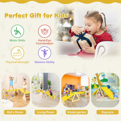 6-in-1 Set of 5 Toddler Triangle Climber for Sliding and Climbing