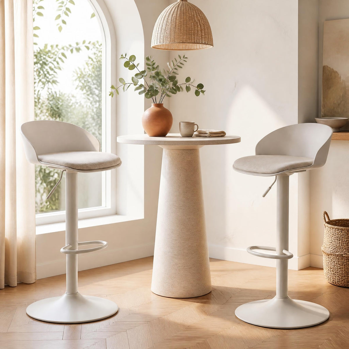 Swivel Bar Stools with Linen Seat