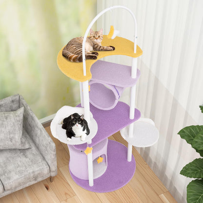 Multi-level Cute Cat Tree 158CM Large Cat Tower with Metal Frame