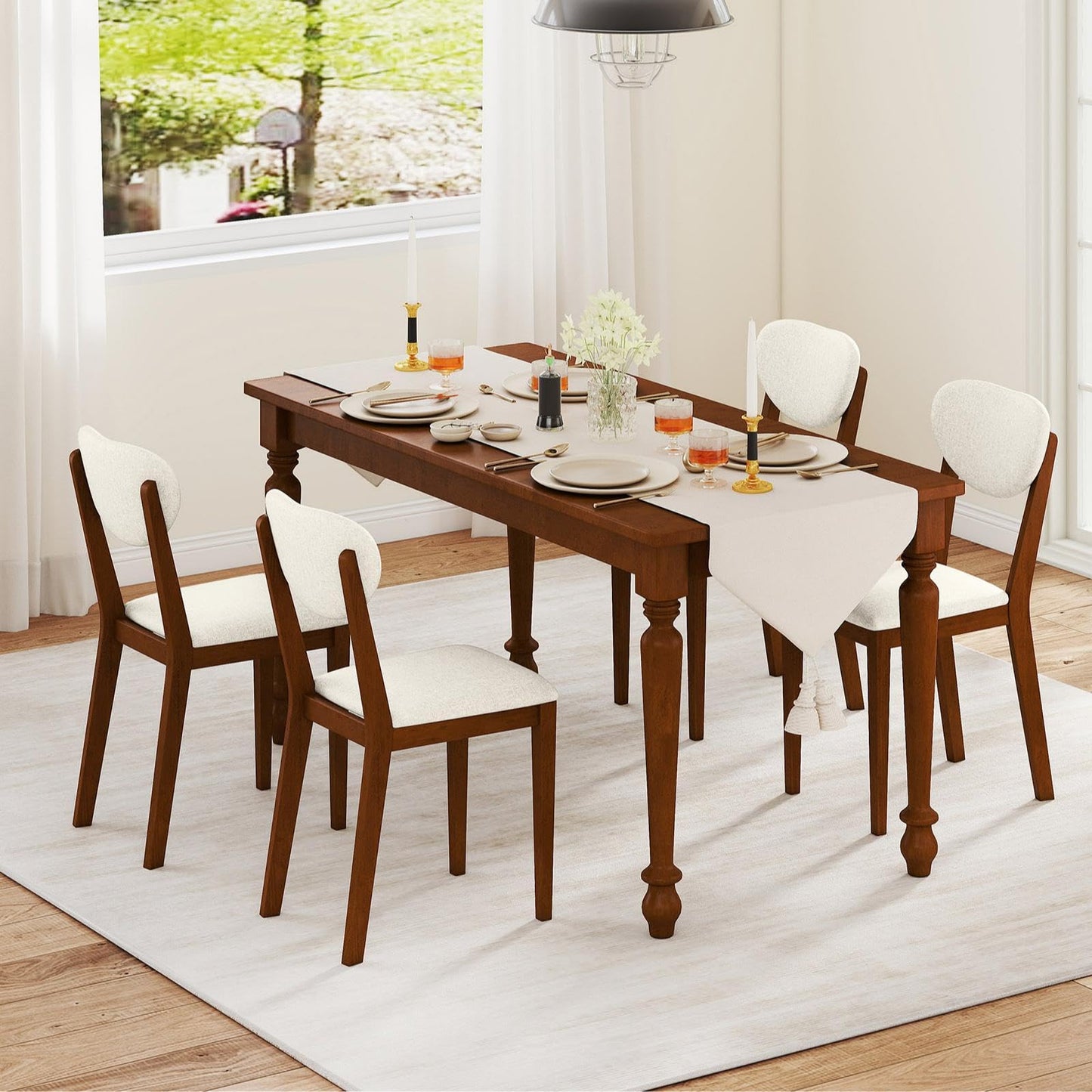 Set of 2 Sherpa Dining Chairs with Rubber Wood Legs