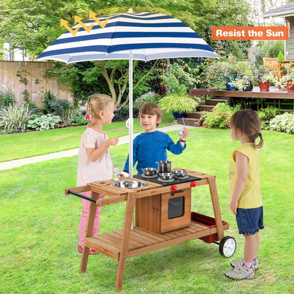 Outdoor Wooden Mud Kitchen for Kids Toddlers