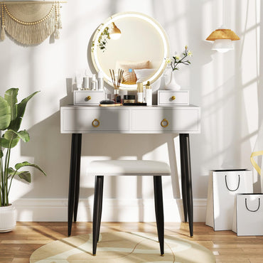 Makeup Vanity Desk with Lighted Mirror for Bedroom