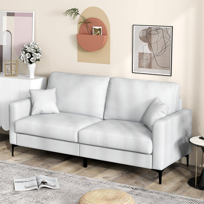 3 Seater Modern Upholstered Corner Sofa Couch with 2 Pillows and 6 Metal Legs