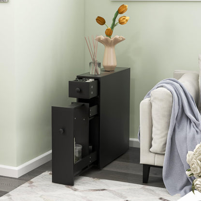 Slim Storage Cabinet with Slide-out Drawers and Flip open Top Cover