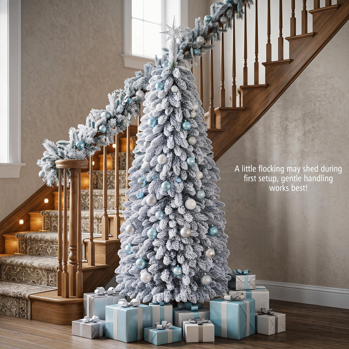 6FT Pop up Artificial Christmas Tree, Snow Flocked Xmas Tree