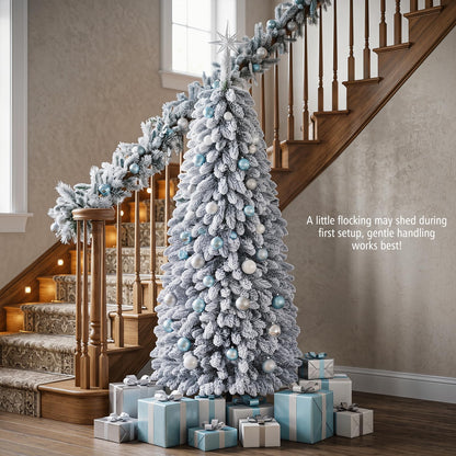 6FT Pop up Artificial Christmas Tree, Snow Flocked Xmas Tree