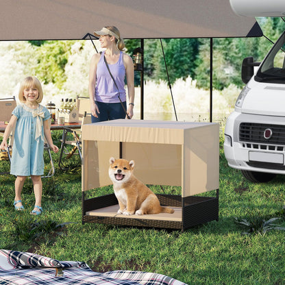 Elevated Wicker Dog House for Small to Medium Breeds