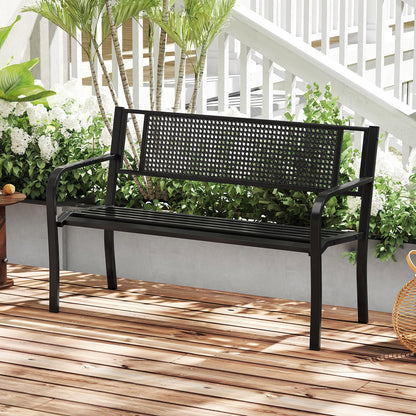 127cm Garden Bench Outdoor Furniture Leisure Seating Patio Chair Dot Matrix Pattern
