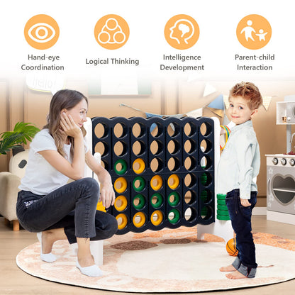 3 in 1 Giant Connect 4 Game Set with Basketball Hoop and Ring Toss