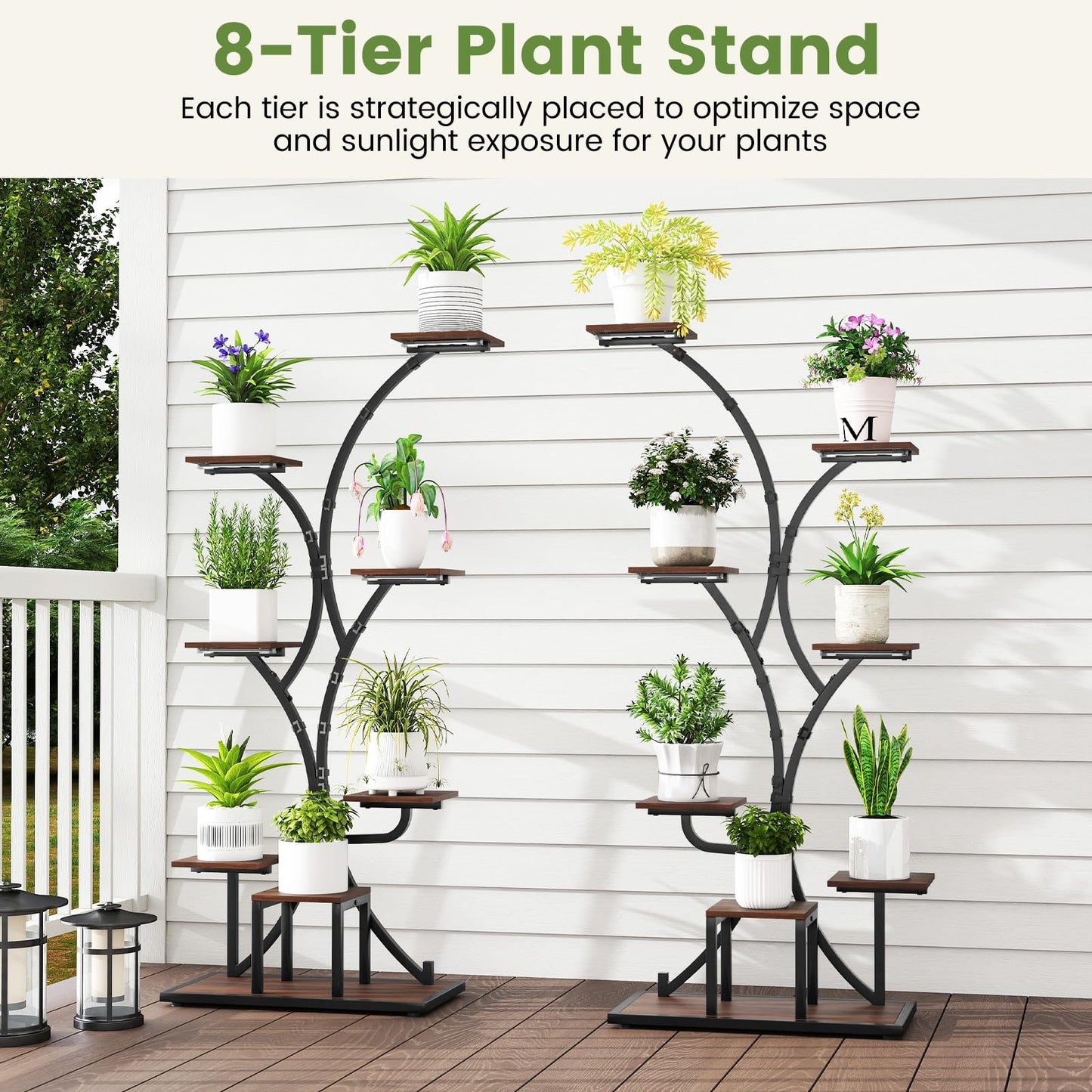 146/155CM Tall 8-Tier Corner Metal Plant Shelf for Multiple Plants