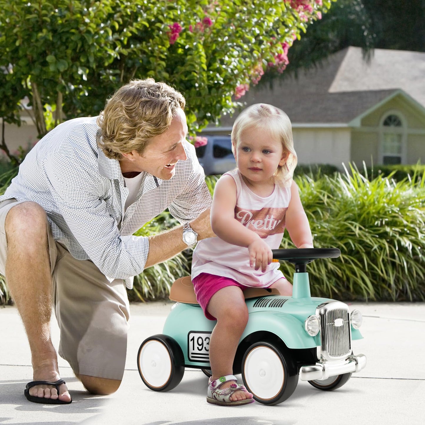Toddler Foot to Floor Sliding Walker with Under seat Storage