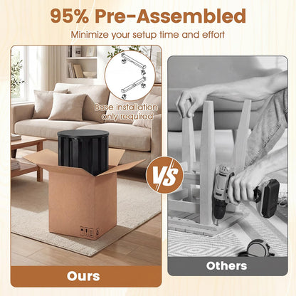 Stackable Stools Set of 4 with Rolling Base Solid Rubber Wood Nesting Stools