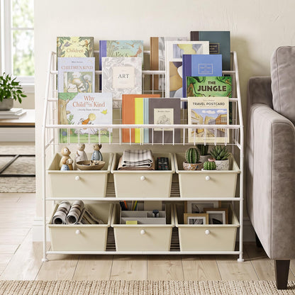 Toy Storage Organizer, Kids Bookshelf with 6 Removable Drawers