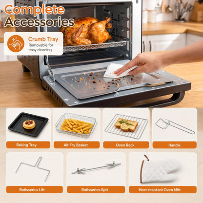 22 L 1800W Air Fryer Toaster Oven Combo 12-in-1 Convection Countertop Oven