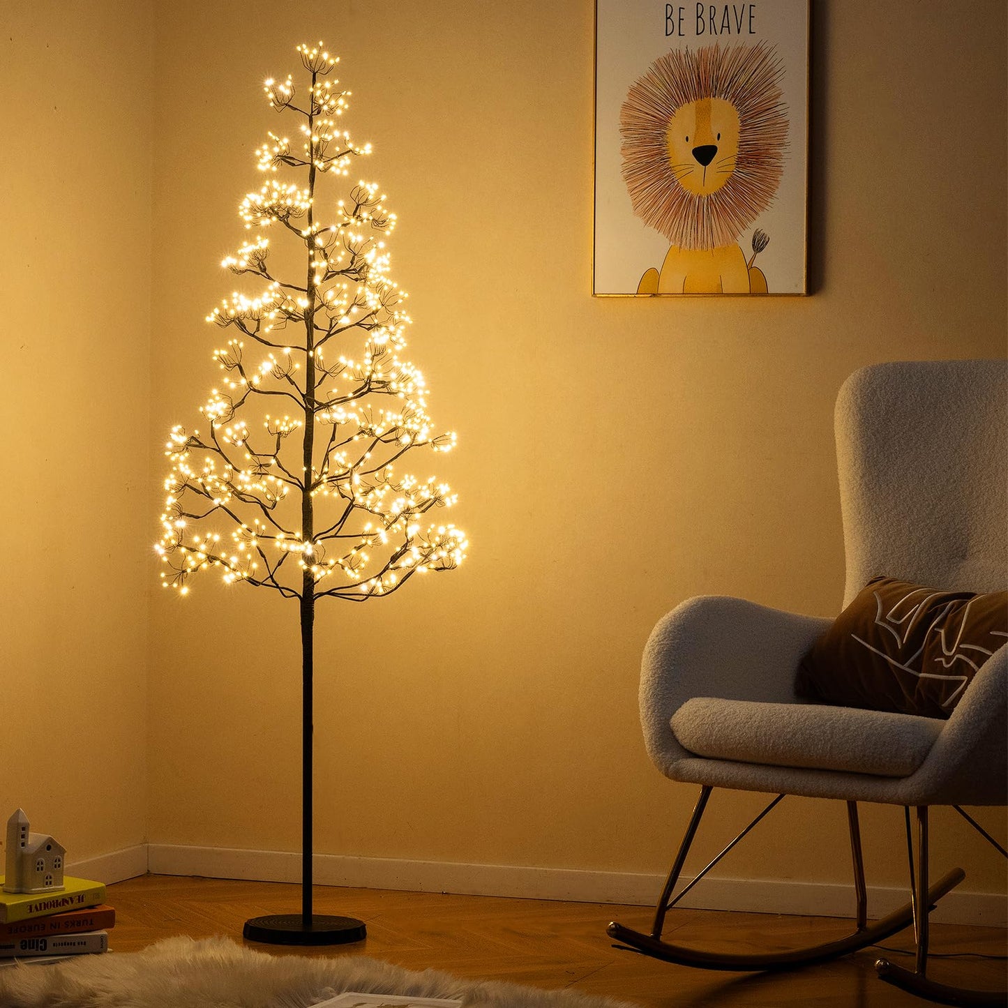1.5 M Lighted Alpine Tree with 1000 Warm White Light LED Lights